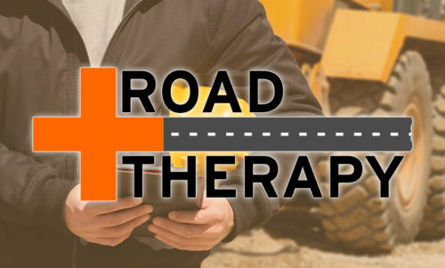 Road Therapy logo over a construction worker.
