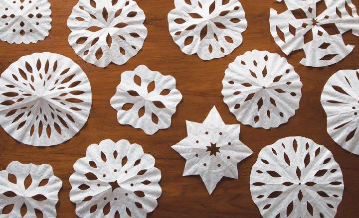 coffee filter snowflakes step by step