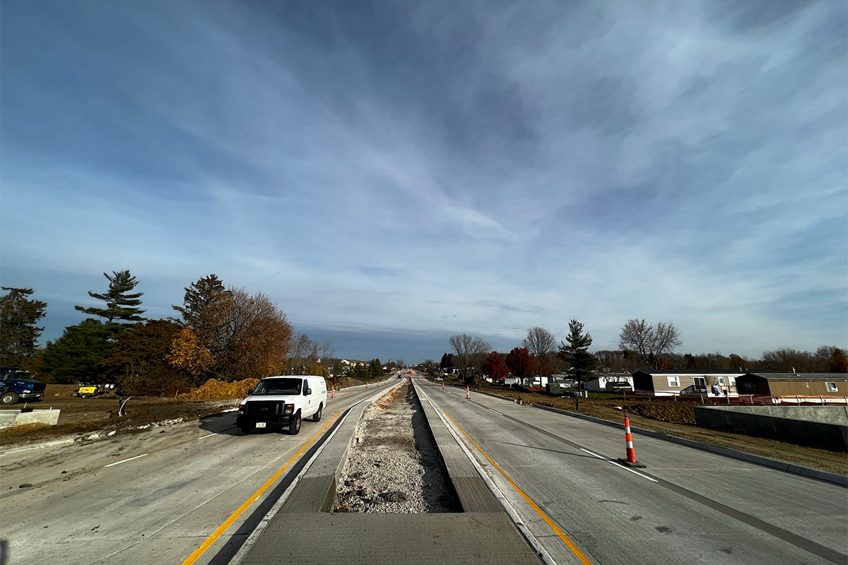 A newly reopened Ranshaw Way between Golf View and Hawkeye drives