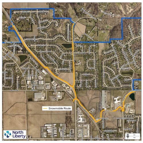 A map of snowmobile routes