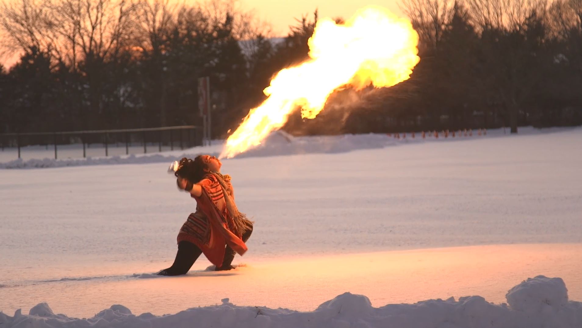 fire breathing performer