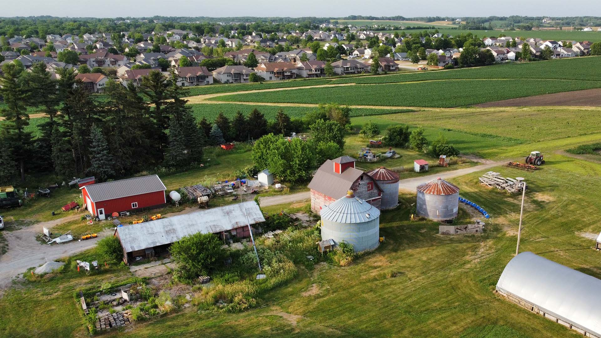 North Liberty and the Colony Pumpkin Patch are seen from above