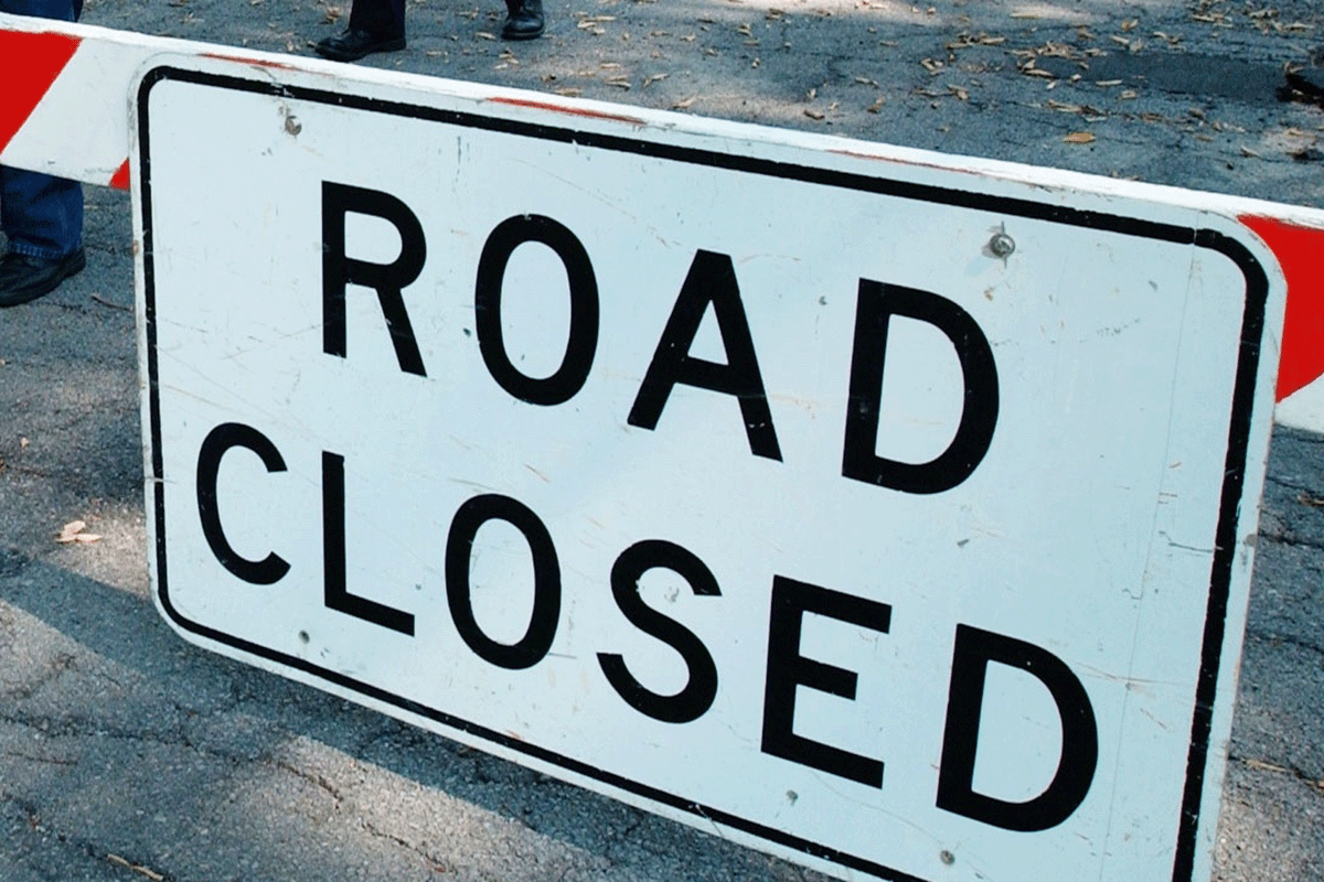 A road closed sign