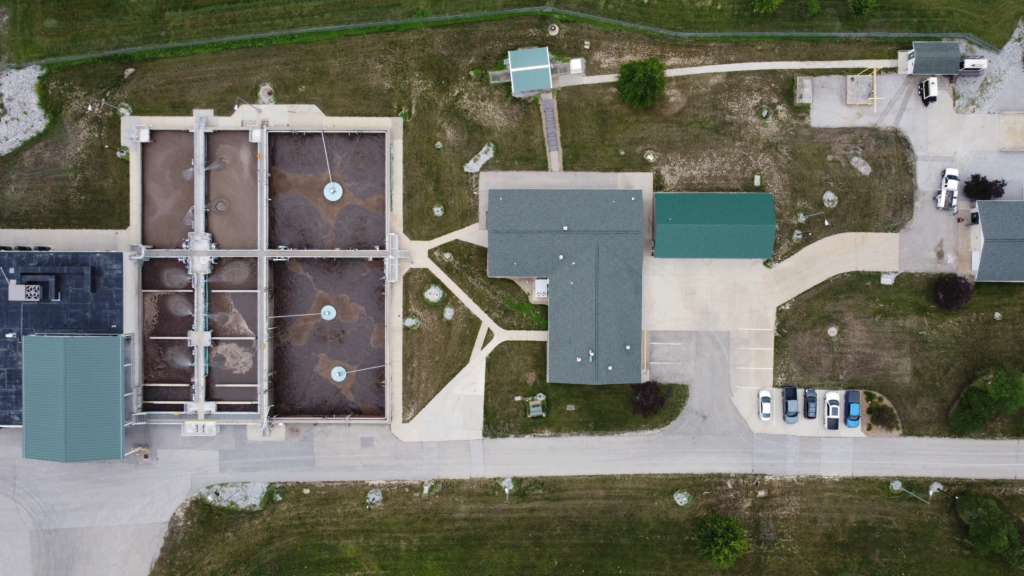 North Liberty's water pollution control plant from above.