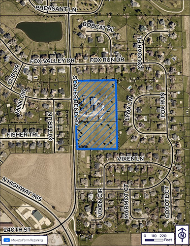 Planners aerial map of property on east side of Scales Bend Road